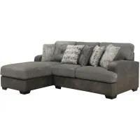 Berlin 2-pc. Chaise Sectional in Gray Herringbone & Sanded Microfiber by Emerald Home Furnishings