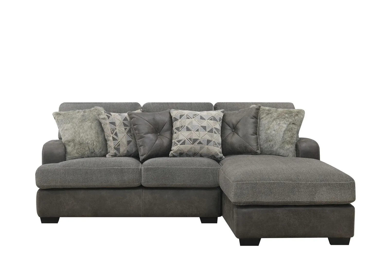 Berlin 2-pc. Chaise Sectional in Gray Herringbone & Sanded microfiber by Emerald Home Furnishings