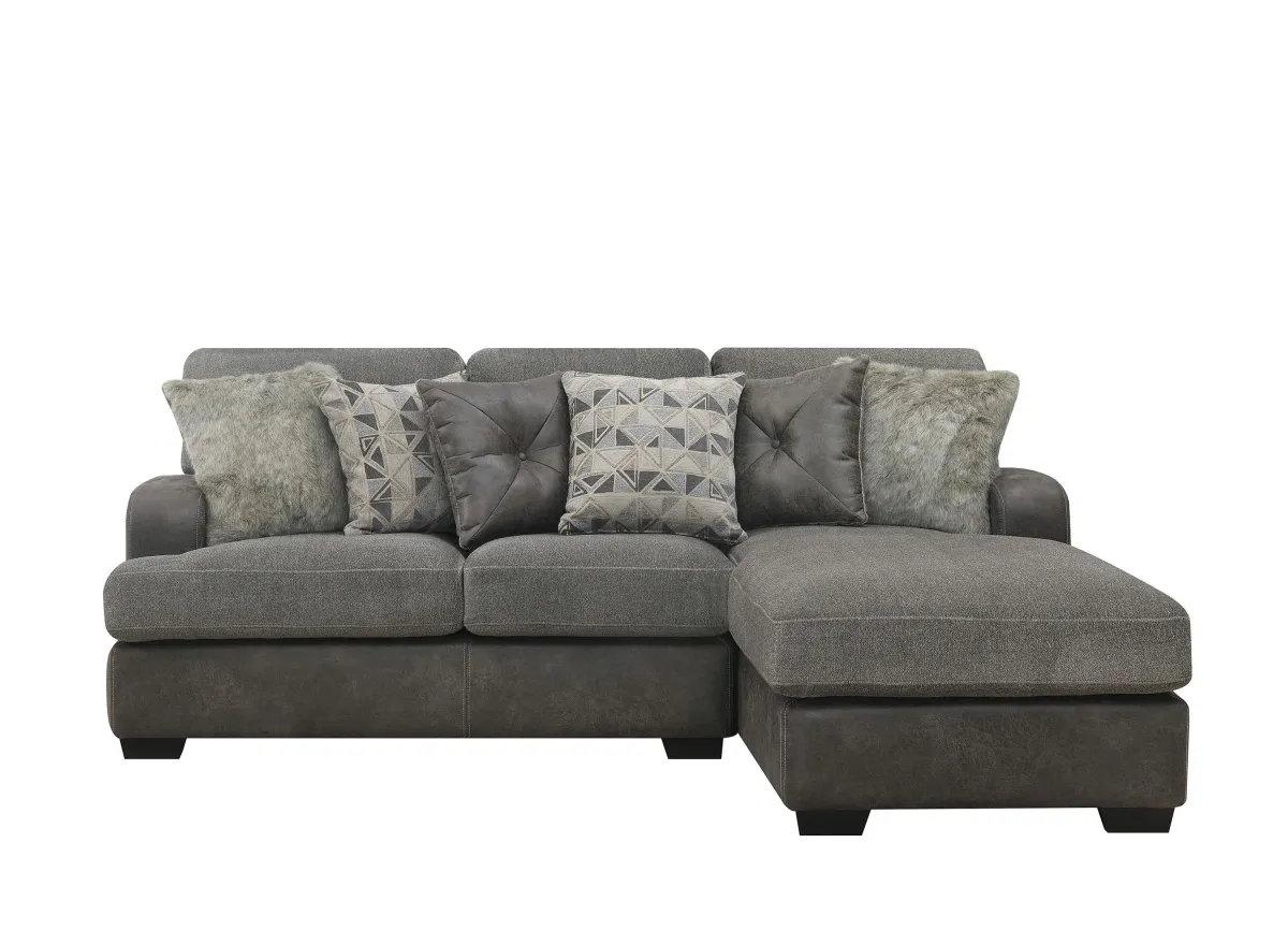 Berlin 2-pc. Chaise Sectional in Gray Herringbone & Sanded microfiber by Emerald Home Furnishings