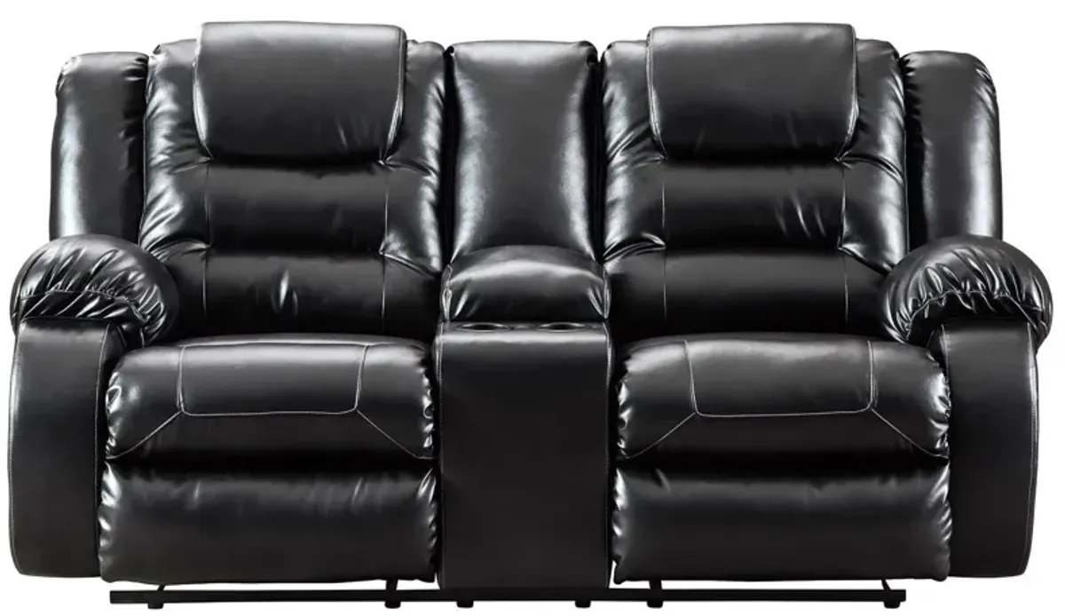 Vacherie Reclining Loveseat with Console in Black by Ashley Furniture