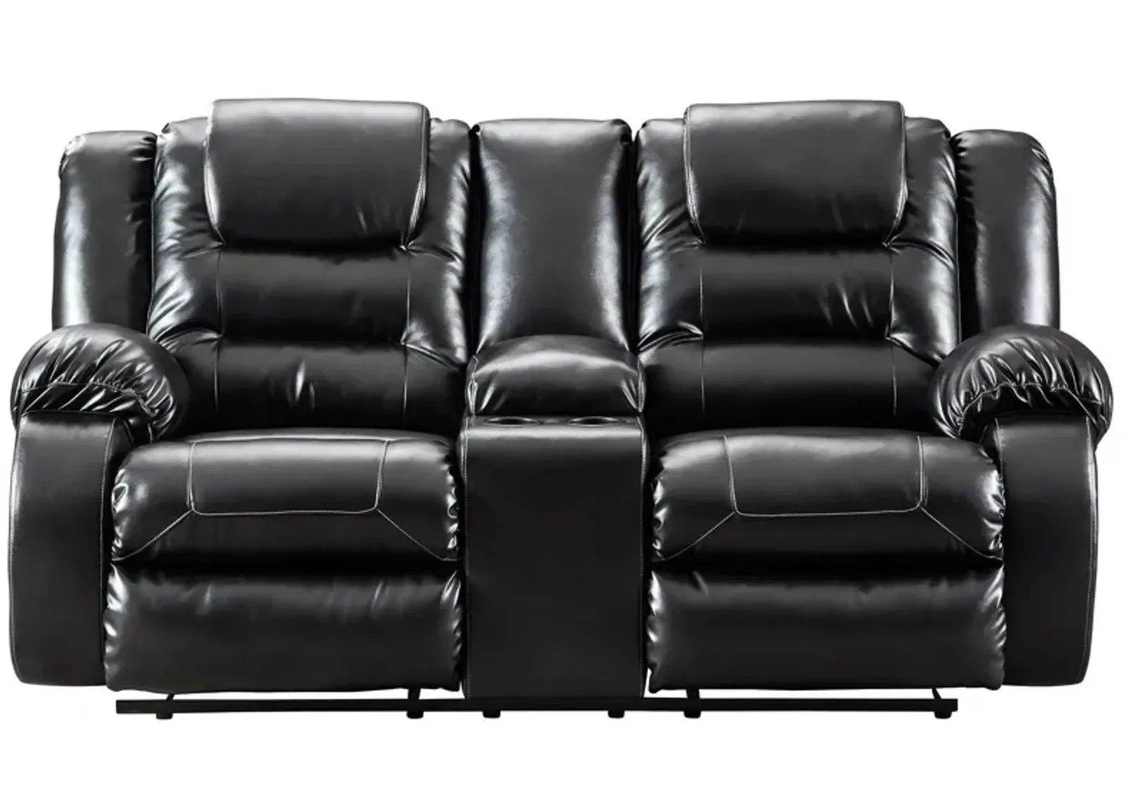 Vacherie Reclining Loveseat with Console in Black by Ashley Furniture