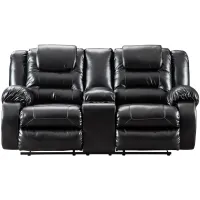Vacherie Reclining Loveseat with Console in Black by Ashley Furniture