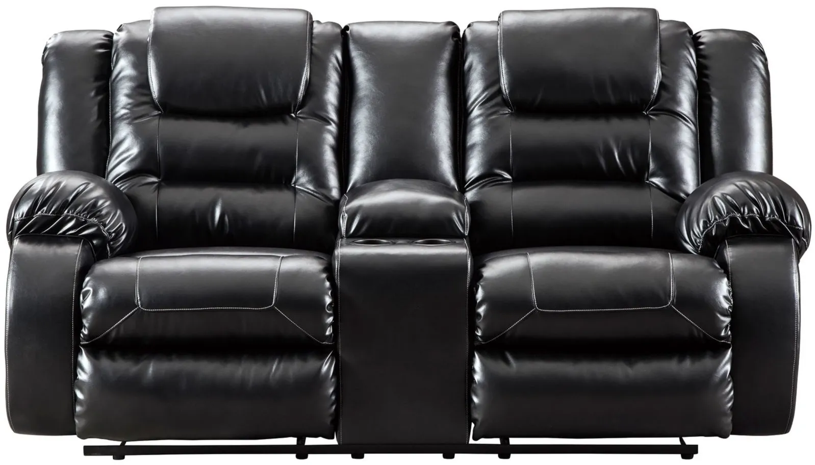 Vacherie Reclining Loveseat with Console in Black by Ashley Furniture