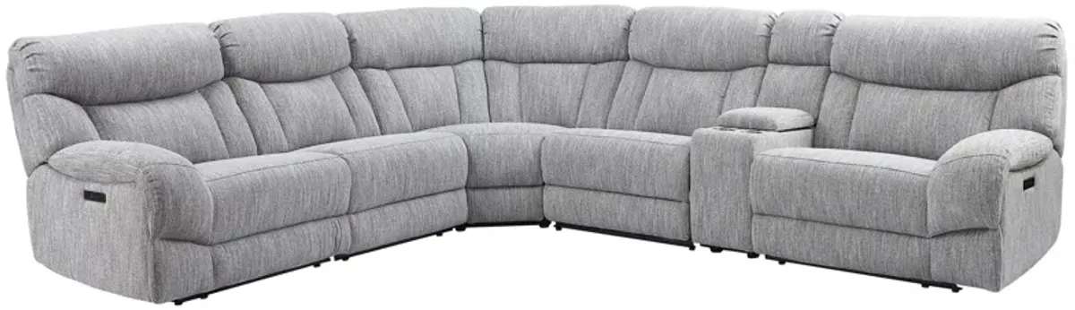 Park City Dual-Power Reclining Sectional 6-pc. in Gray by Steve Silver Co.