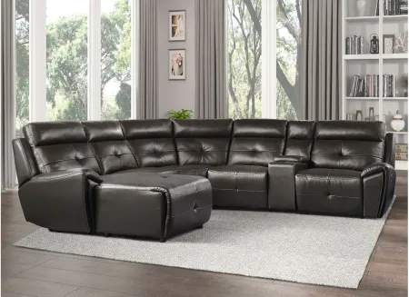 Morelia 6-pc Modular Reclining Sectional Sofa With Left Arm Facing Chaise in Dark Brown by Homelegance
