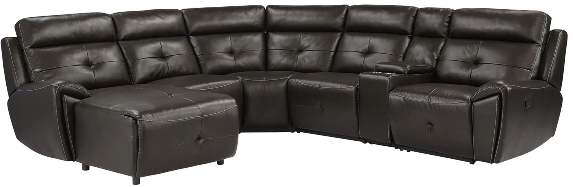 Morelia 6-pc. Modular Reclining Sectional Sofa with Left Arm Facing Chaise in Dark Brown by Homelegance