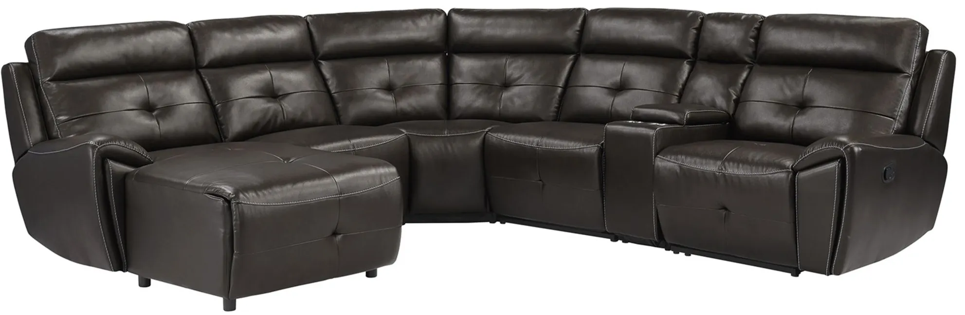 Morelia 6-pc Modular Reclining Sectional Sofa With Left Arm Facing Chaise in Dark Brown by Homelegance