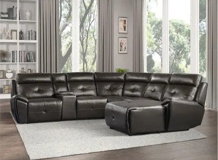Morelia 6-pc. Modular Reclining Sectional Sofa with Right Arm Facing Chaise in Dark Brown by Homelegance