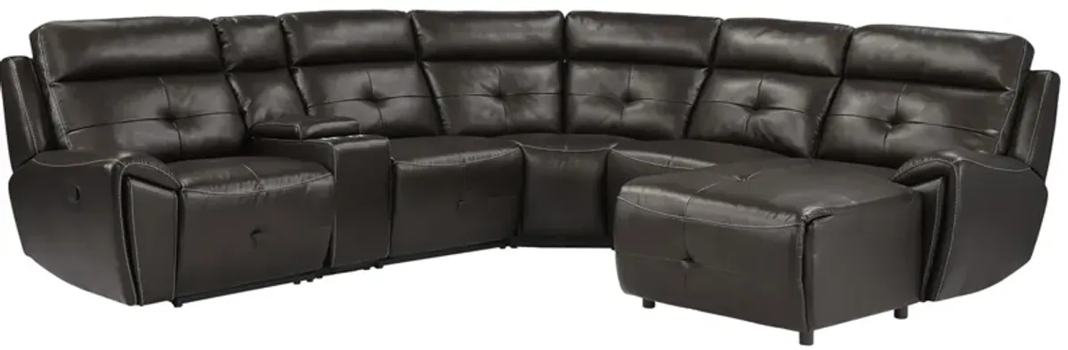 Morelia 6-pc. Modular Reclining Sectional Sofa With Right Arm Facing Chaise in Dark Brown by Homelegance