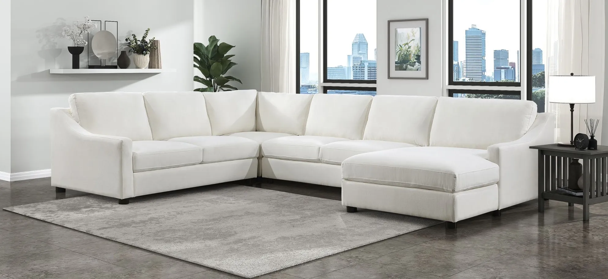 Tolley 4-pc Sectional With Right Chaise in Ivory by Homelegance