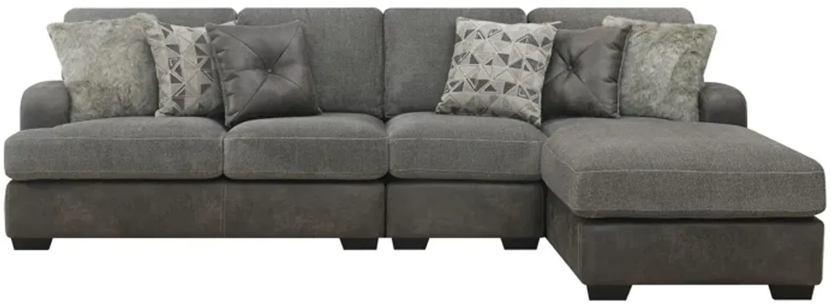 Berlin Modular 3-pc. Chaise Sectional in Gray Herringbone by Emerald Home Furnishings