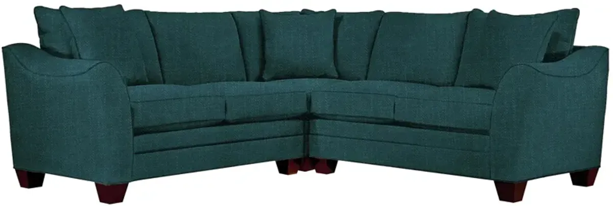 Foresthill 3-pc. Symmetrical Loveseat Sectional Sofa in Elliot Teal by H.M. Richards