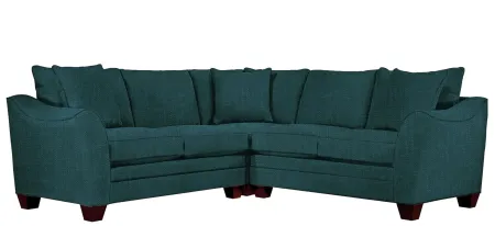 Foresthill 3-pc. Symmetrical Loveseat Sectional Sofa in Elliot Teal by H.M. Richards