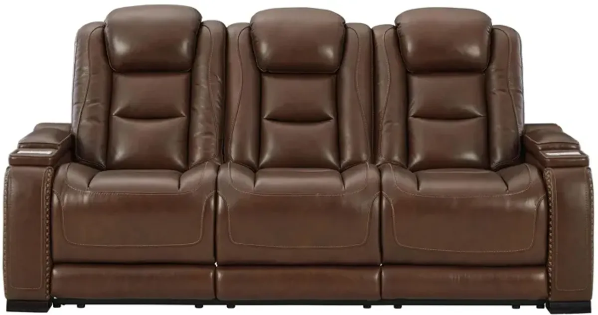 The Man-Den Power Reclining Sofa in Mahogany by Ashley Furniture