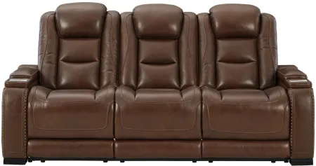 The Man-Den Power Reclining Sofa in Mahogany by Ashley Furniture
