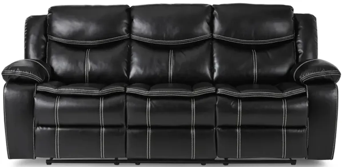 Arden Reclining Sofa in Black Faux Leather by Homelegance