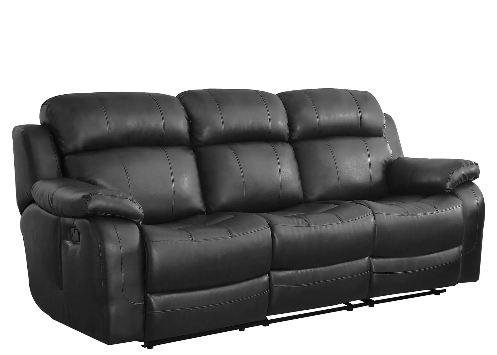 Dwyer Double Reclining Sofa With Center Drop-Down Cup Holders in Black by Homelegance