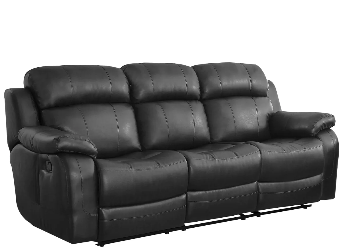 Dwyer Double Reclining Sofa With Center Drop-Down Cup Holders in Black by Homelegance