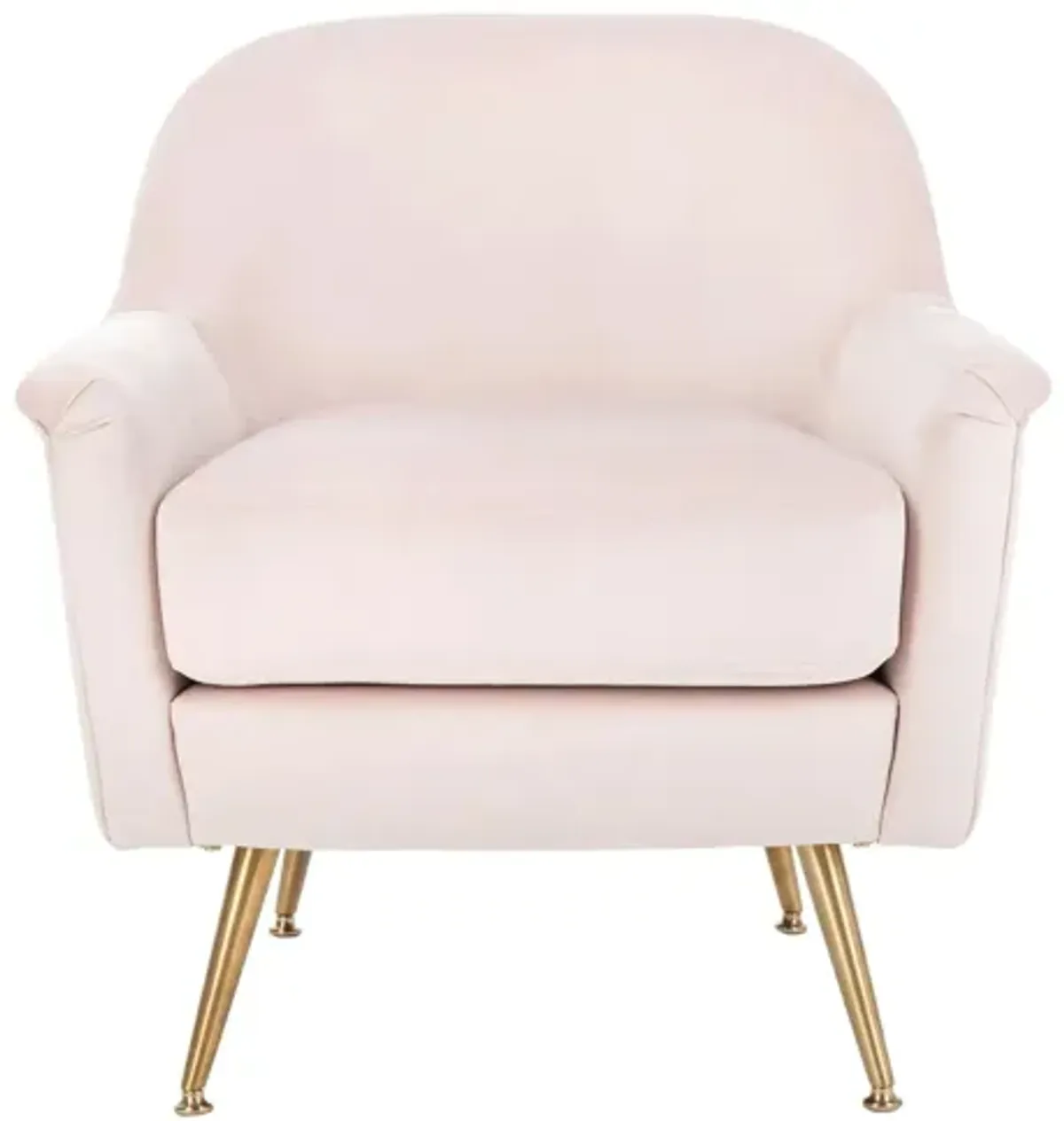 Brienne Mid Century Arm Chair in Blush / Brass by Safavieh