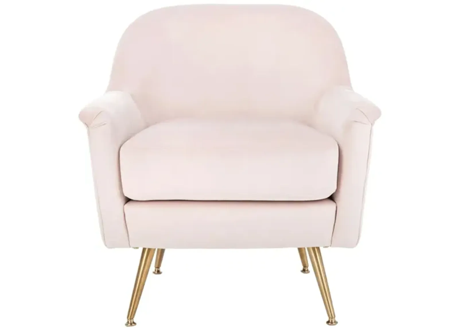 Brienne Mid Century Arm Chair in Blush / Brass by Safavieh