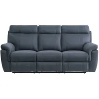 Walter Double Reclining Sofa with Drop-Down Cup Holders in Blue by Homelegance