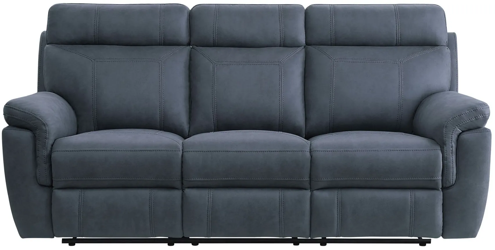 Walter Double Reclining Sofa with Drop-Down Cup Holders in Blue by Homelegance