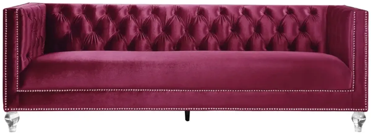 Falconi Sofa in Burgundy by HomeRoots