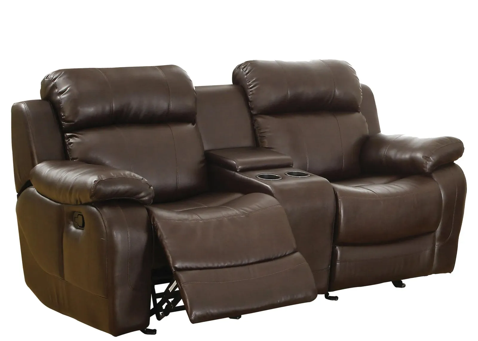 Dwyer Double Glider Reclining Love Seat With Center Console in Brown by Homelegance