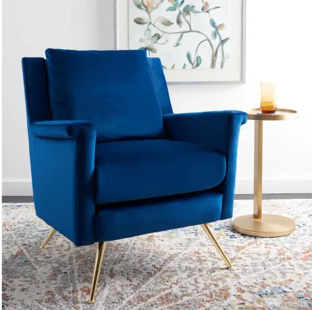 Cerise Mid Century Arm Chair in Navy / Gold by Safavieh