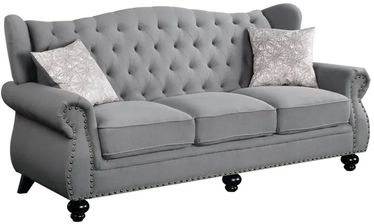 Vita Sofa in Gray Fabric by HomeRoots