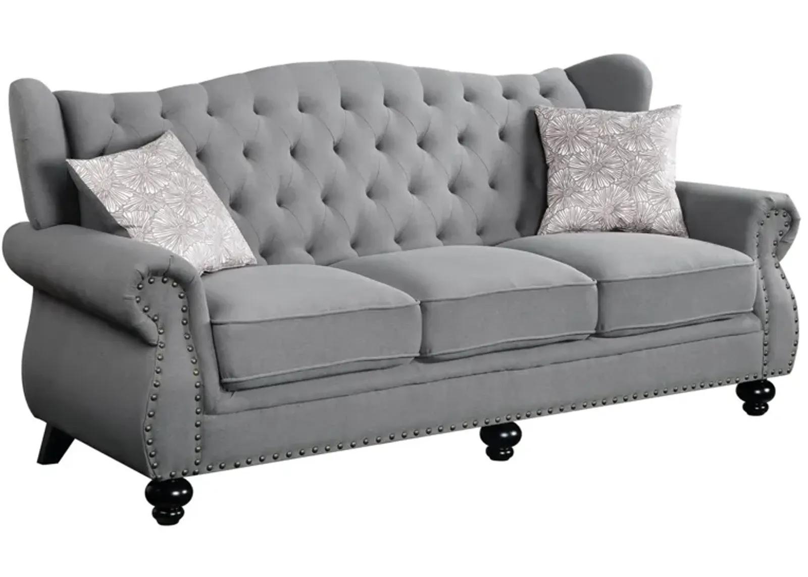 Vita Sofa in Gray Fabric by HomeRoots