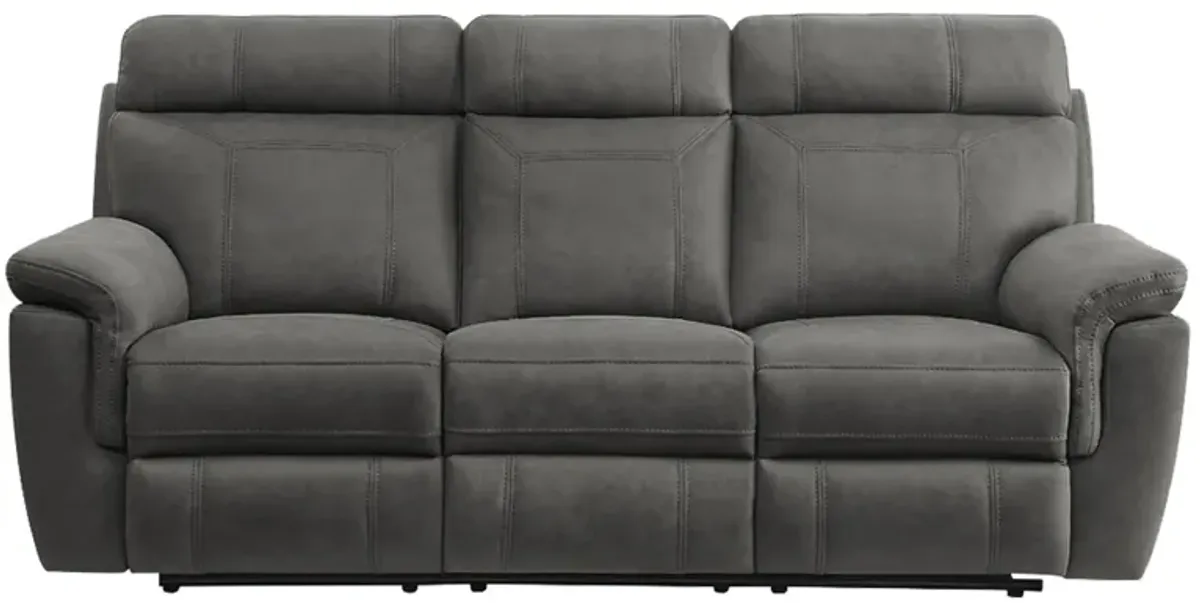 Walter Double Reclining Sofa With Drop-Down Cup Holders in Gray by Homelegance