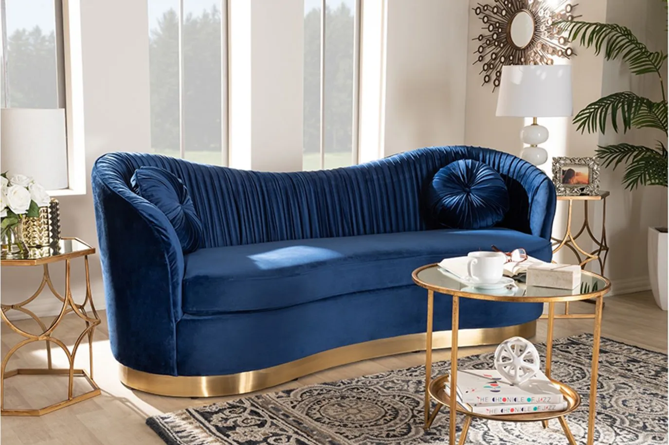 Nevena Sofa in Royal Blue/Gold by Wholesale Interiors