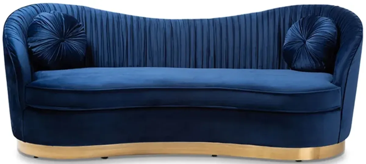 Nevena Sofa in Royal Blue/Gold by Wholesale Interiors