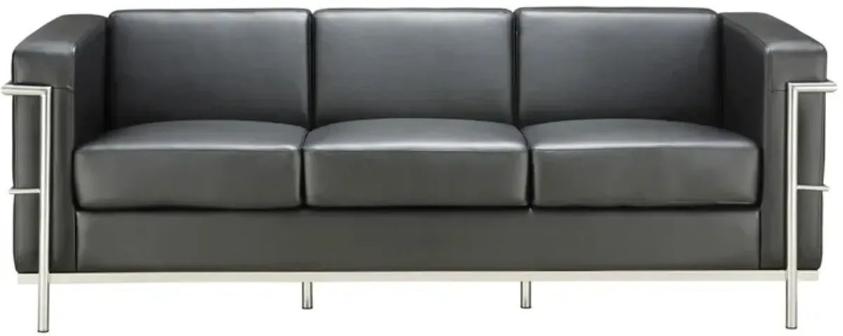 Gibeault Sofa in Light Gray Antimicrobial Vinyl; Silver by Coe Distributors