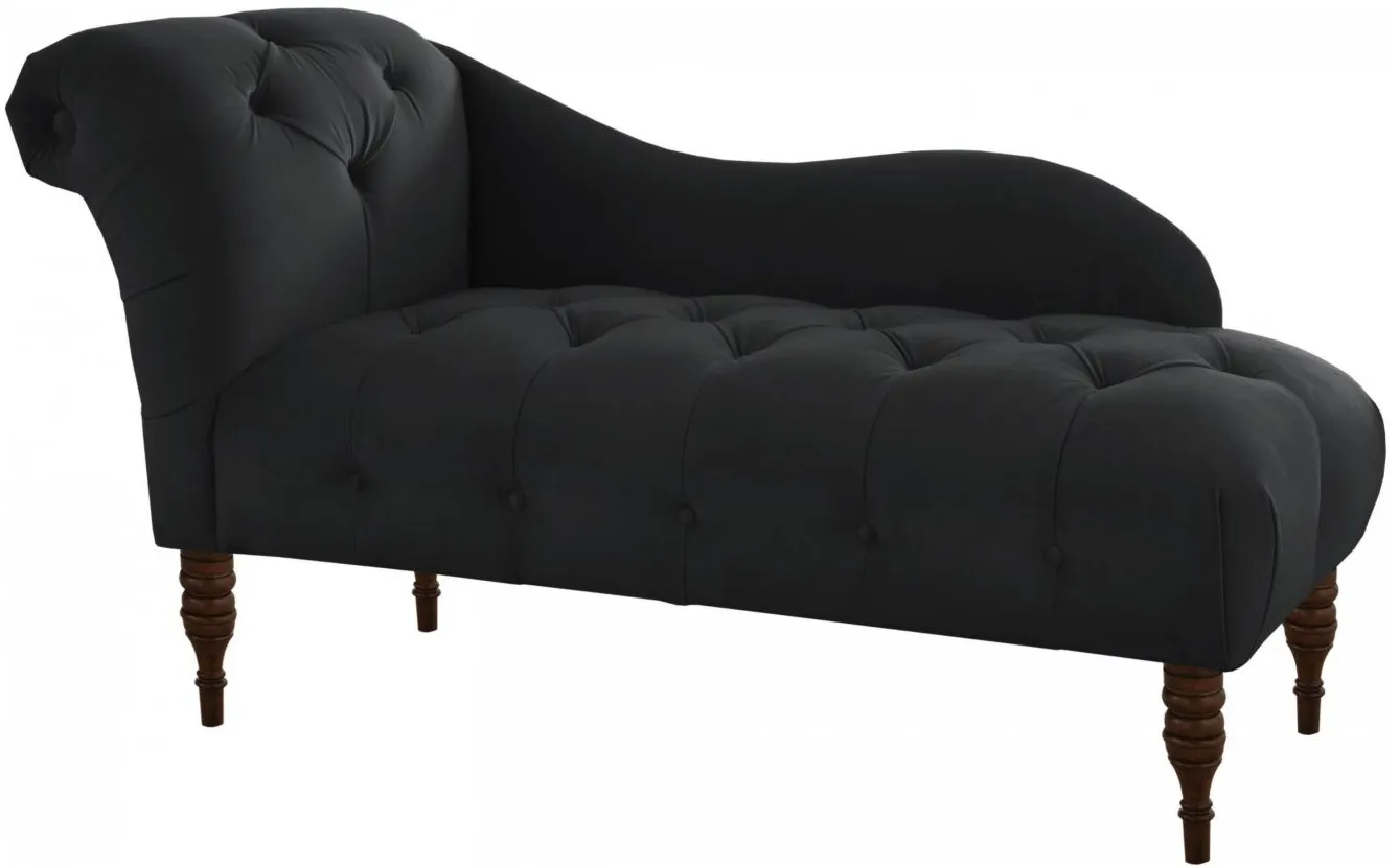 Opulence Chaise Lounge in Velvet Black by Skyline