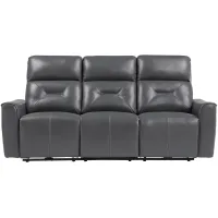 Sonata Power Double Reclining Sofa and USB Ports in Dark Gray by Homelegance