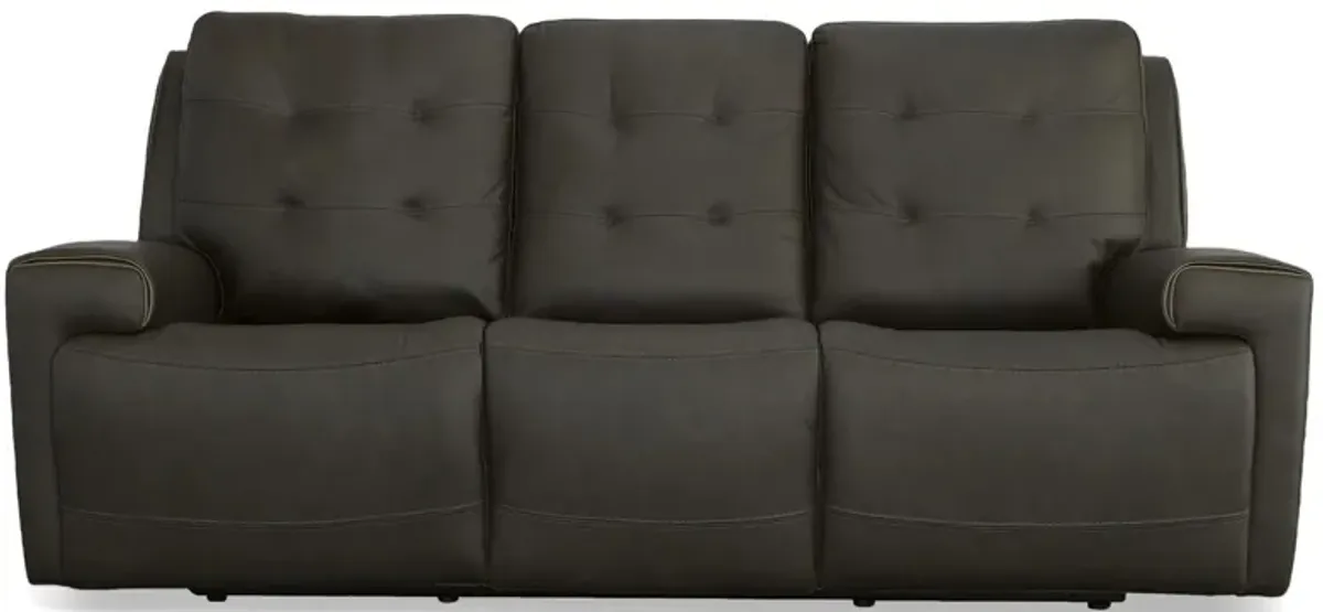 Iris Power Reclining Sofa w/ Power Headrests in Charcoal by Flexsteel