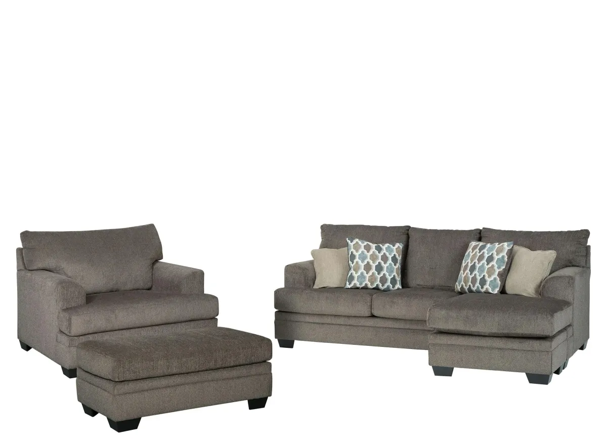 Dorsten 3-pc. Sofa Chaise, Chair and Ottoman Set in Slate by Ashley Furniture