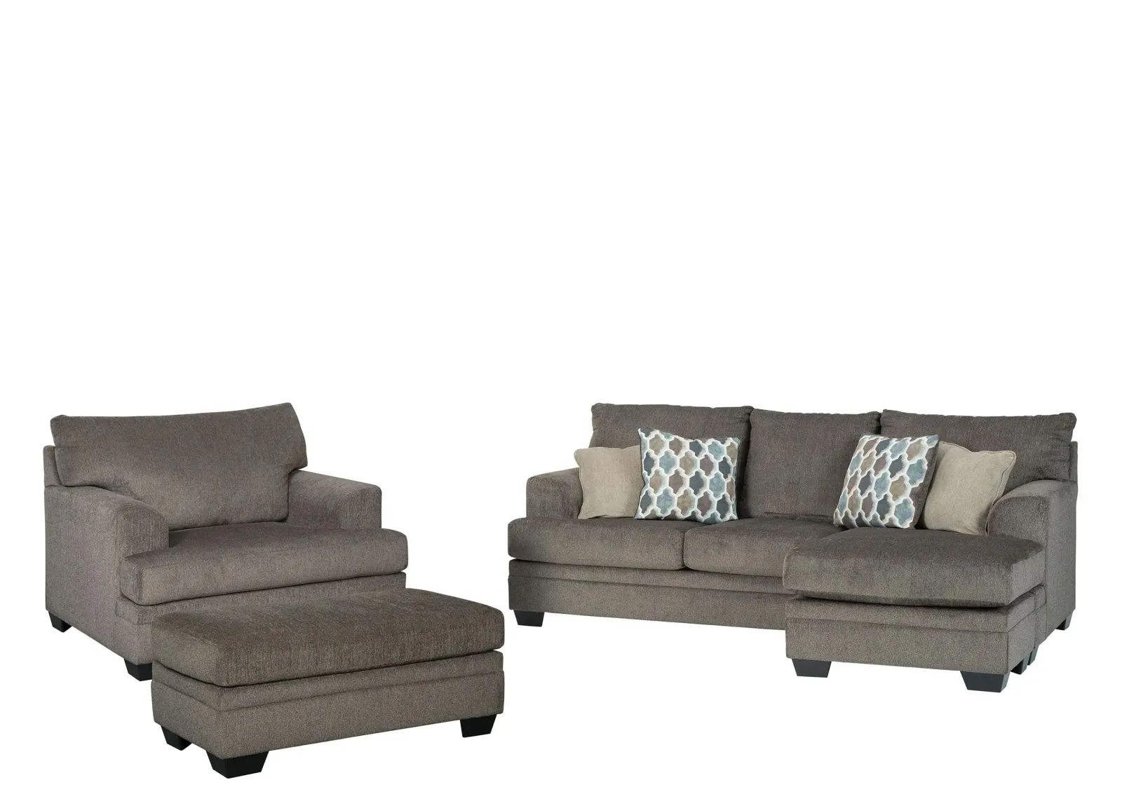 Dorsten 3-pc. Sofa Chaise, Chair and Ottoman Set in Slate by Ashley Furniture