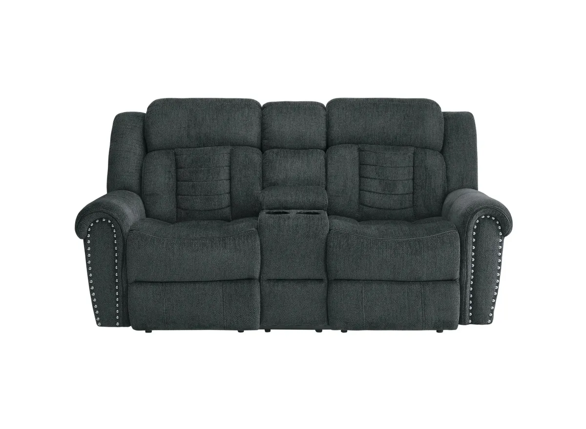 Casella Reclining Loveseat in Charcoal Gray by Homelegance