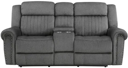 Lanning Power Reclining Loveseat with Center Console in Charcoal by Homelegance