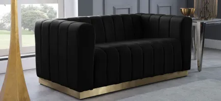 Marlon Velvet Loveseat in Black by Meridian Furniture