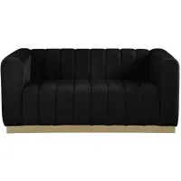 Marlon Velvet Loveseat in Black by Meridian Furniture
