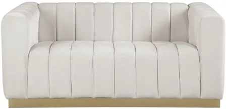 Marlon Velvet Loveseat in Cream by Meridian Furniture