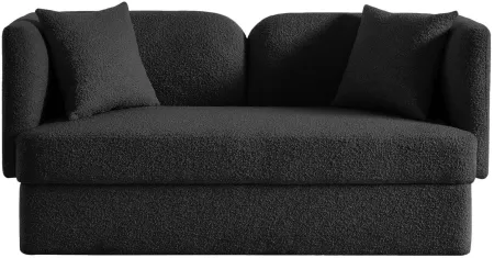 Marcel Boucle Fabric Loveseat in Black by Meridian Furniture