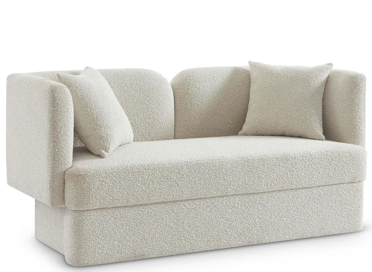 Marcel Boucle Fabric Loveseat in Cream by Meridian Furniture