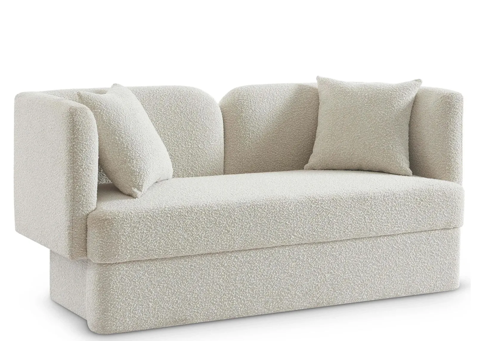 Marcel Boucle Fabric Loveseat in Cream by Meridian Furniture