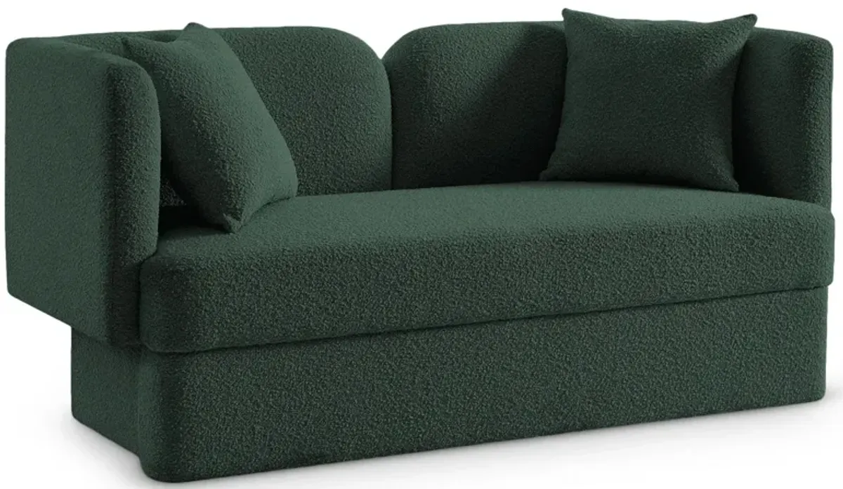 Marcel Boucle Fabric Loveseat in Green by Meridian Furniture