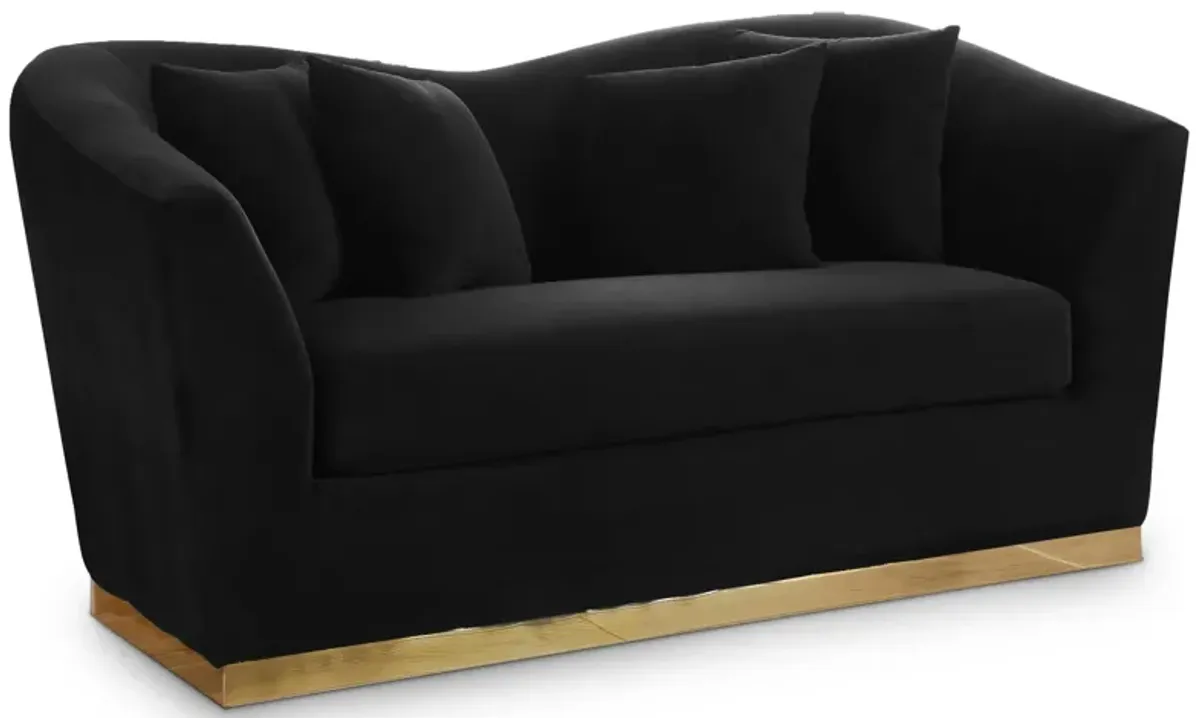 Arabella Velvet Loveseat in Black by Meridian Furniture